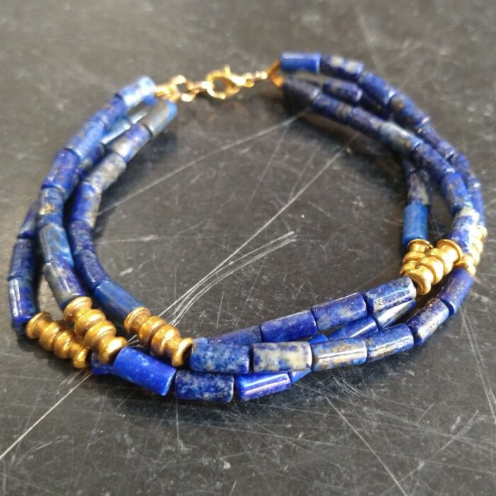 Bracelet 3 rangs lapis-lazuli
